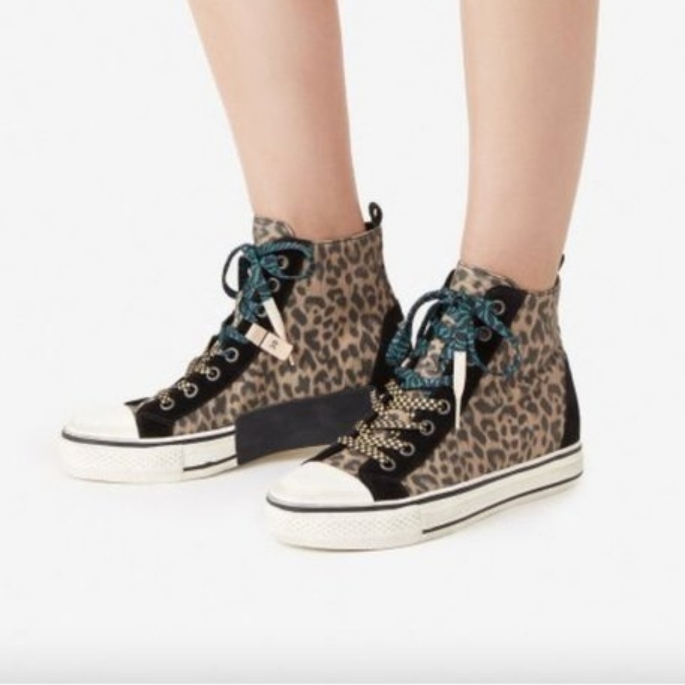 Ash Genial Punk Leopard Print High-Top Sneakers EUC Size 6/36